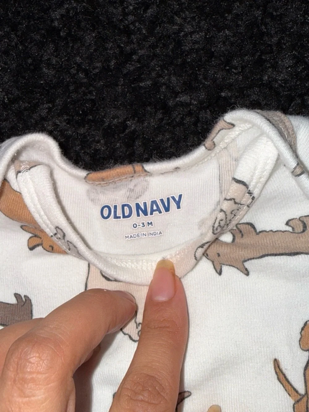Old Navy Beige Striped Bear Graphic Baby One-Piece Bodysuit with Dog Print Set